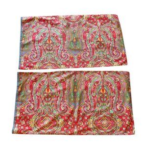 Lauren Ralph Lauren Beachside Red Paisley Set Of 2 Pillowcases With Denim Trim